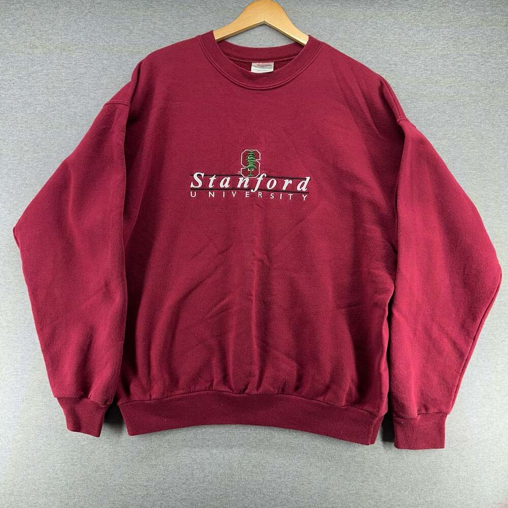 Stanford University Embroidered Crewneck Sweatshirt Men’s Size L Hanes Maroon
